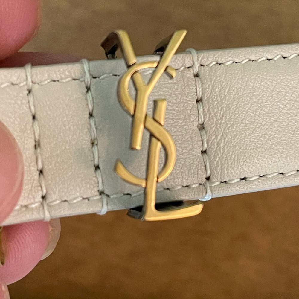 Saint Laurent Monogram Ivory YSL Logo Belt - Picture 5 of 14
